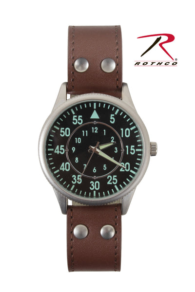 Military Style Watch With Leather Strap