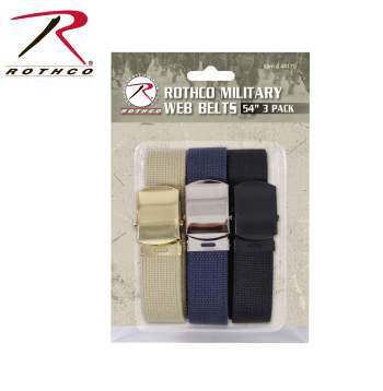 54 Inch Military Web Belts in 3 Pack - Delta Survivalist