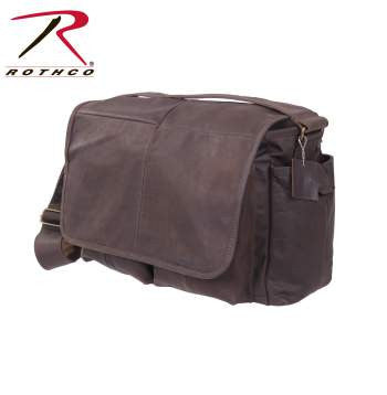 Brown Leather Classic Messenger Bag - Delta Survivalist