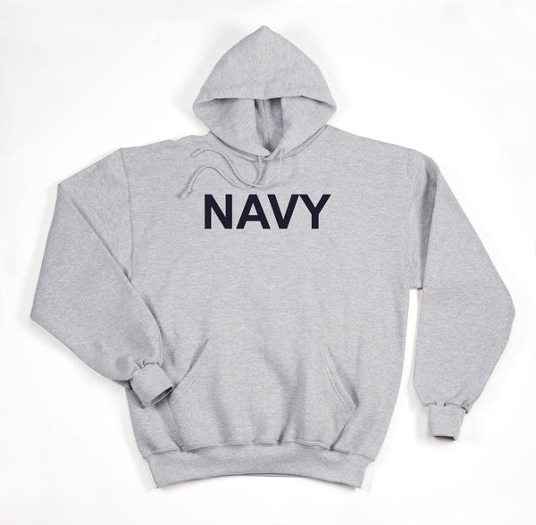 Navy Pullover Hooded Sweatshirt - Grey