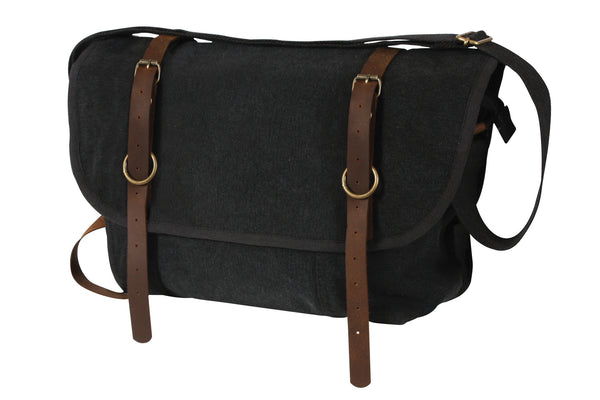 Vintage Canvas Explorer Shoulder Bag With Leather Accents