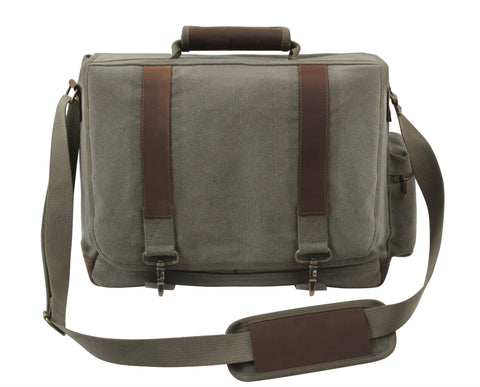 Vintage Canvas Pathfinder Laptop Bag With Leather Accents - Delta Survivalist