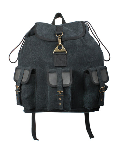 Vintage Canvas Wayfarer Backpack with Leather Accents - Delta Survivalist