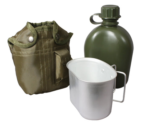 3 Piece Canteen Kit With Cover & Aluminum Cup - Delta Survivalist